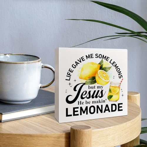 Jesus Lemonade Wood Box Sign, 5x5 Rustic Christian Kitchen Decor