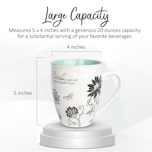 20 oz Auntie Coffee Mug - Heartfelt Floral Design for Aunts - Microwave & Dishwasher Safe - Multicolor