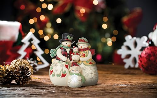 Jim Shore Heartwood Creek Snowmen Family Figurine with Lights - Christmas Home Decor, 5.59 Inch