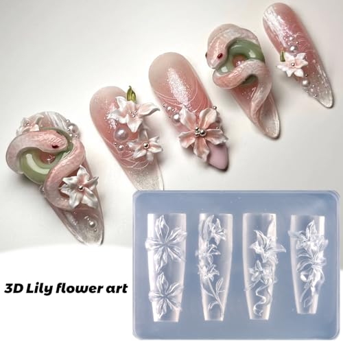 Silicone Nail Art Molds Set 3D Flower Tulip Bouquet with Carving Pen