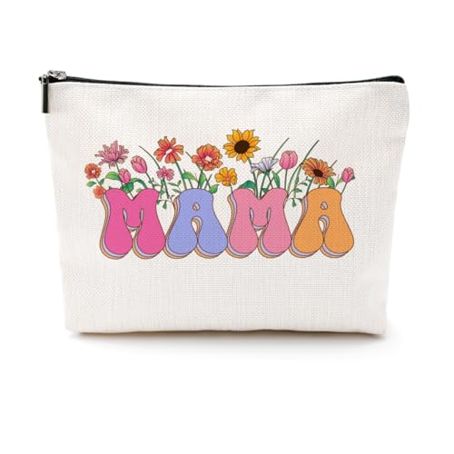Mama Floral Makeup Bag & Toiletry Pouch for Mom Birthday Gift