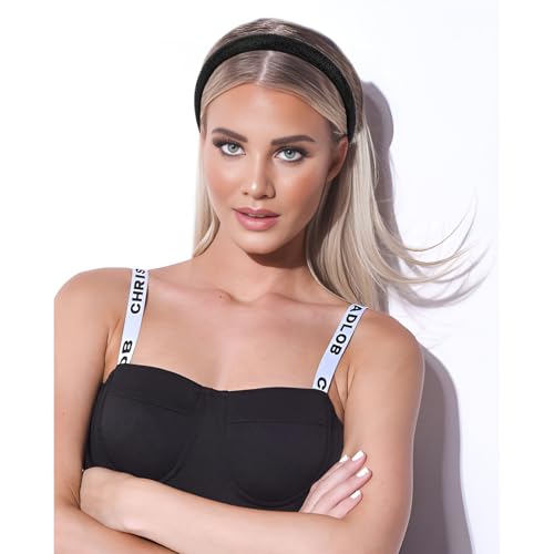 Black Rhinestone Headband for Women - Sparkly Beaded Hair Band
