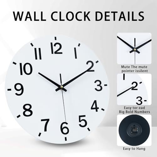 8-Inch Silent Wood Wall Clock - Modern Battery Operated Design