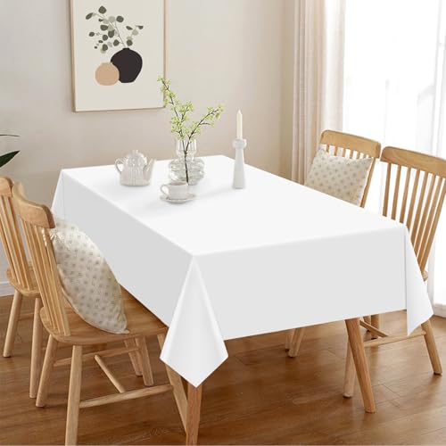 Lemicin 2-Pack White Disposable Tablecloths 54x108 Inch for Parties