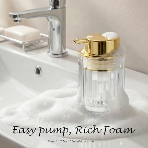 Amolliar 8oz Foaming Soap Dispenser - Clear Glass with Gold Pump