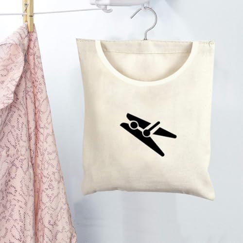 White Laundry Clothespin Bag 12x11in Hanging Clothes Pin Holder Outdoor Wardrobe
