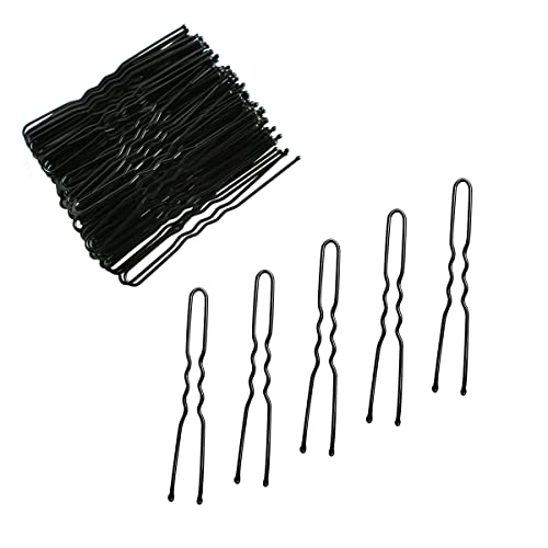 Black U Shaped Hair Pins 100 Pcs Heavy Duty Wave Hairgrips with Box