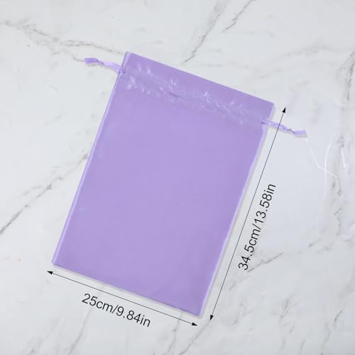Satin Wig Storage Bags with Drawstring - Purple Hair Extension Pouches 4 Pack