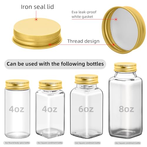 6 Pcs Iron Jar Lids for 4oz & 6oz Spice Jars - Airtight Seal