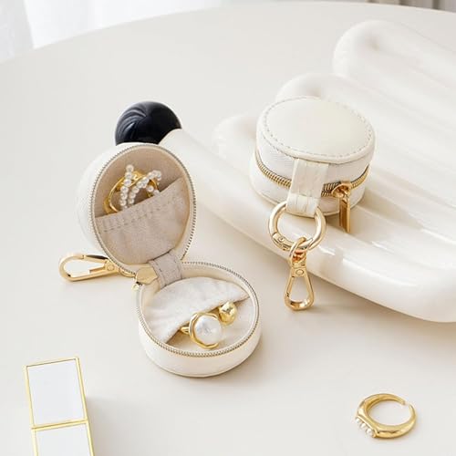 BWTRQ Portable Travel Jewelry Box - Small Ring Holder Case, White