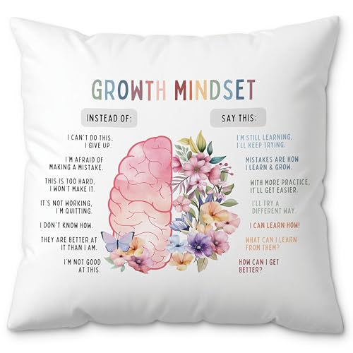 ROXMART Growth Mindset Decorative Pillow Covers, 18x18 Flannelette Case