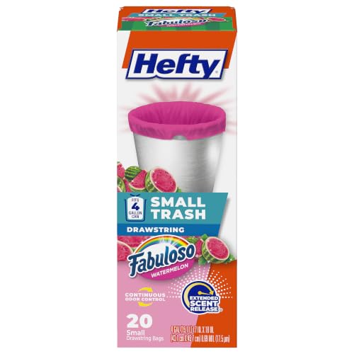 Hefty 4 Gallon Small Trash Bags, Pink, Watermelon Scent, 20ct