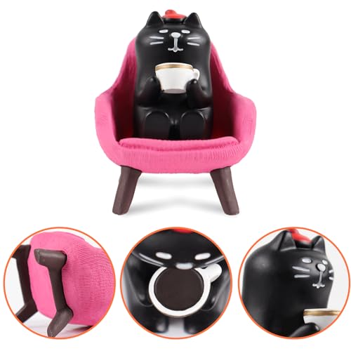 Cute Cat Figurine on Pink Sofa - Adorable Desk Decor Gift for Cat Lovers