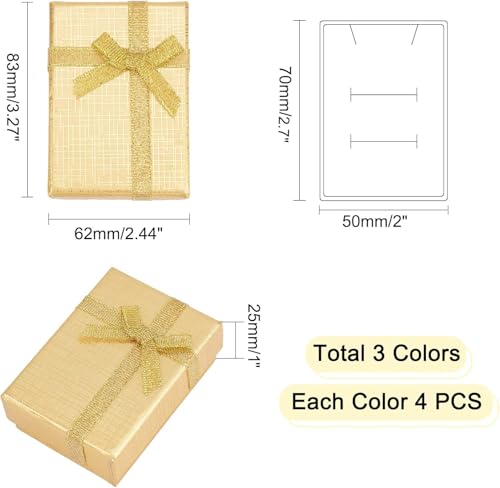 12pcs Metallic Jewelry Gift Boxes with Bowknot - 2x2.7x1 Inch