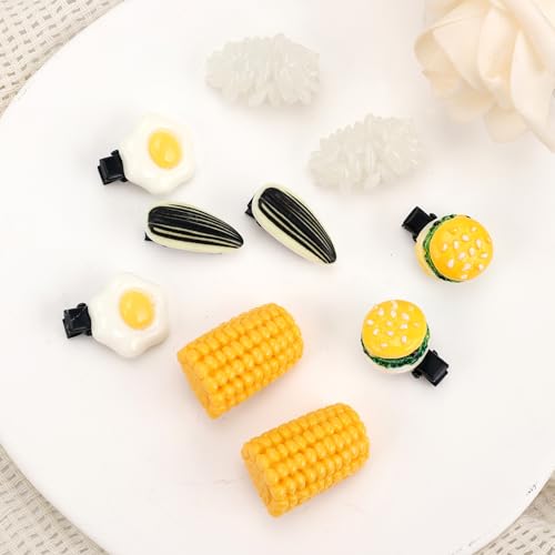 10Pcs Kawaii Food Hair Clips - Realistic Mini Novelty Alligator Barrettes