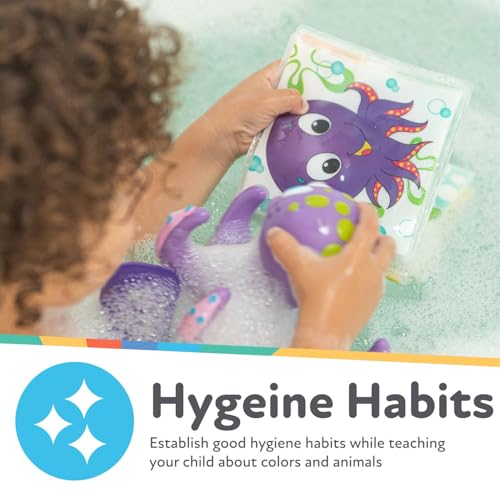 Nuby Bath Fun Time Book with Water-Proof Pages & Surprise Squeaker - Bath Time Book for Babies & Toddlers, 0 M+