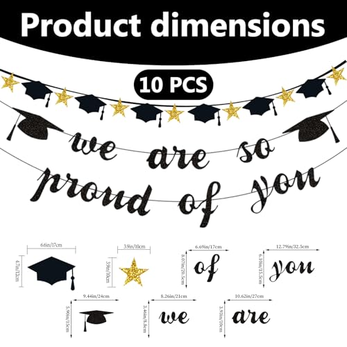 Graduation Decorations 2026 Black and Gold Party Banner Set