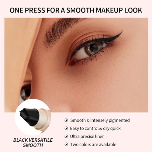 KERYALELA Waterproof Winged Eyeliner Stamp Pen - Dual-Sided Black Eye Liner