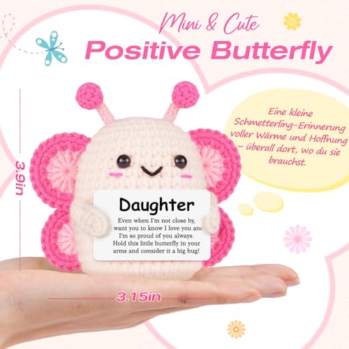 Handmade Crochet Butterfly Gift for Daughter with Heartfelt Card