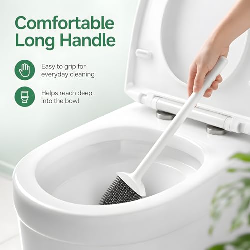 Compact Wall-Mounted RV Toilet Brush & Holder Set - Silicone Design