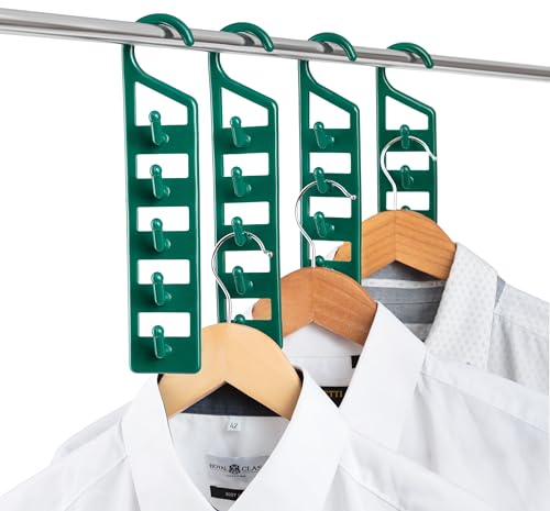 CraftyCrocodile Space Saving Hangers - Heavy Duty Plastic, Green (4 Pack)