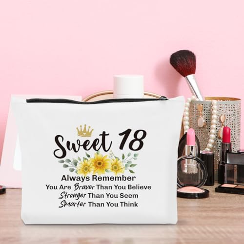 18th Birthday Makeup Bag for Girls - Funny Cotton Cosmetic Pouch