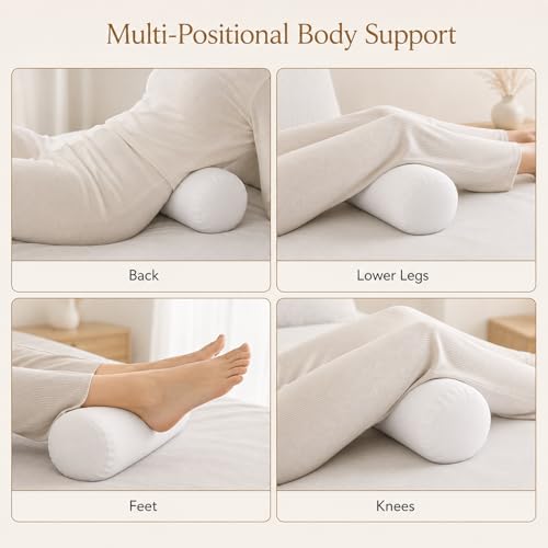 Jeffdad 2-Pack Round Bolster Pillow Covers - White Neck Roll Cases