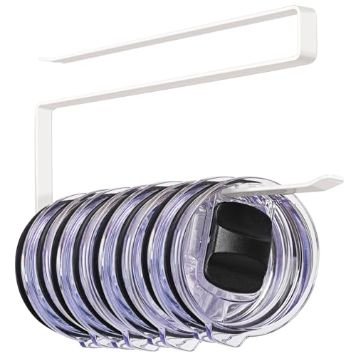 Lucasden Under Cabinet Tumbler Lid Organizer & Storage Hanger - White