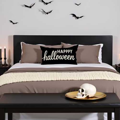 PANDICORN Halloween Pillow Cover 12x20 Inch - Gothic Decorative Cushion for Home