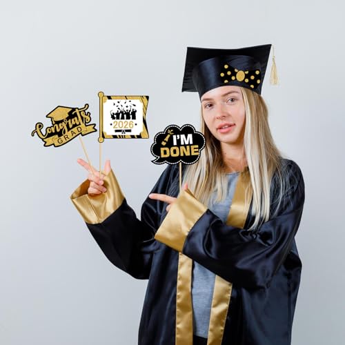 Graduation Photo Booth Props Set - 21 PCS Class of 2026 Decor