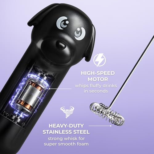 Zulay Kitchen Dog Milk Frother – Adorable Design for Lattes & Cappuccinos