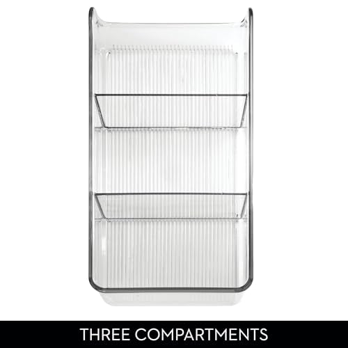 iDesign Linus Stackable 3-Section Divided Storage Bin, Clear (Set of 4)