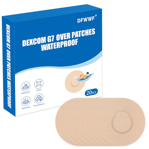 20 Pack Over Patches Waterproof for Dexcom G7,Compatible with for CGM Sensors | Center Without Glue Full Coverage,Latex-Free, Hypoallergenic, Easy Removal,No Residue | Lasts Over 10 Days(Tan, 3.15)