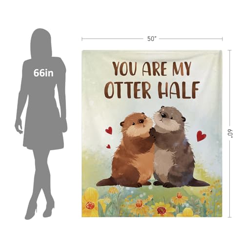 Romantic Otter Half Flannel Blanket for Couples - 50"x60"