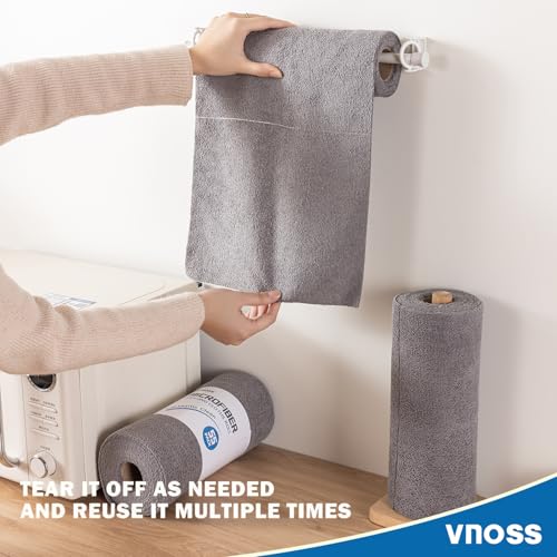 Microfiber Cleaning Cloth Roll - 55 Pack, 11" x 9" Grey, Ultra Absorbent & Lint Free
