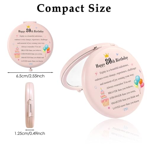 Ratifyale 80th Birthday Pink Pocket Makeup Mirror for Women