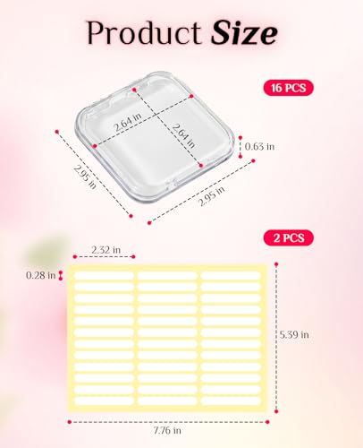 16PCS Acrylic Press-On Nail Display Boxes with Adhesive Tape