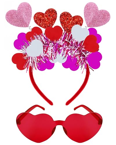 Valentine Heart Headband and Oversized Heart Sunglasses Party Set