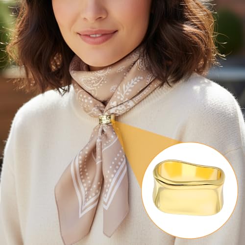 Abeillo 2 Pcs Silk Scarf Ring Clips - Gold & Silver Shawl Holders