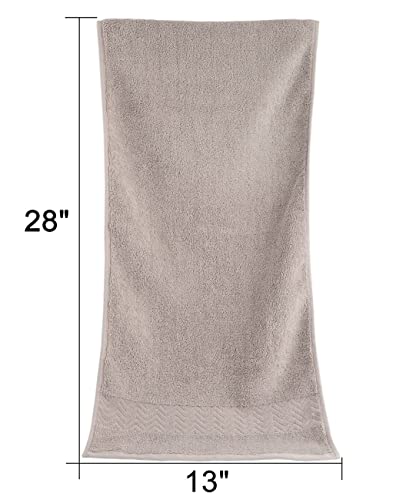 Cleanbear 100% Cotton Hand Towels - Ultra Soft & Absorbent, Khaki, Set of 2