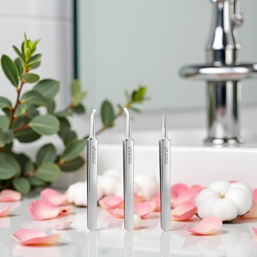 Blackhead Removal Tweezers Set 3Pcs Precision Stainless Steel Extractor