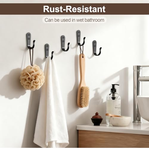 Heavy Duty Black Metal Towel Hooks for Bathroom - 20 Pack