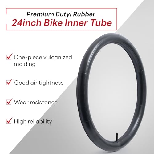 24x1.50 24x1.75 AV32mm Inch Bike Tube, 24" Replacement Bicycle Tube (Single), Reliable 24 x 1.50-1.75 Bike Inner Tube Schrader Valve for City/Road/Cruiser/Mountain Cycling Scenarios