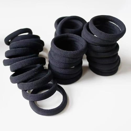 Black Hair Ties 200PCS - Seamless No Damage Elastic Hair Bands for Thick Hair