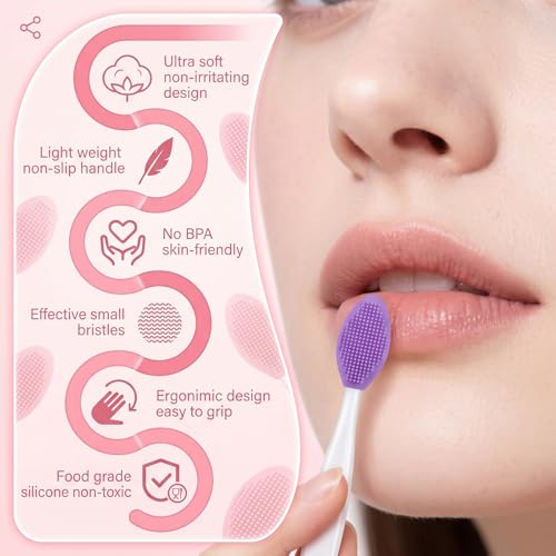 Kynigo 20-Piece Double-Sided Silicone Lip Scrub Brush & Exfoliator Tool Set