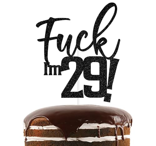 Black Glitter 29th Birthday Cake Topper Funny Party Decoration