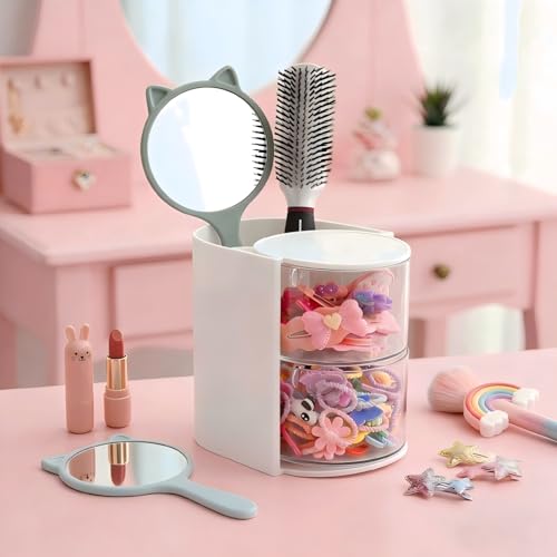 Luscinia 2-Layer Hair Accessories Organizer with Brush Holder - White