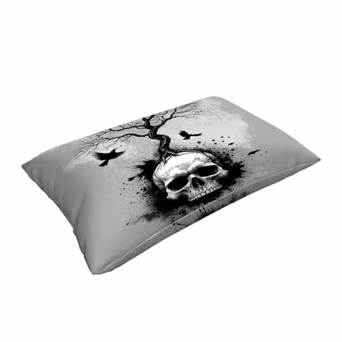 Mugod Spooky Skull Tree & Crow Pillowcase - 20x30 Inch