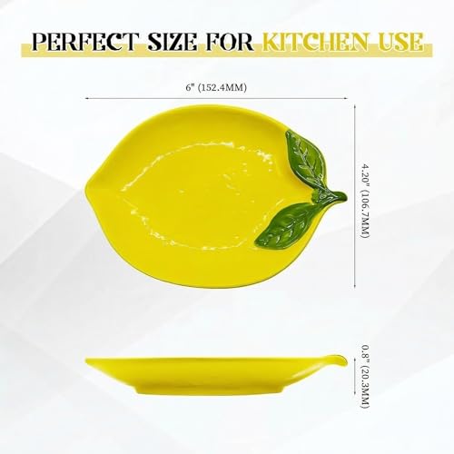 Lemon Shaped Ceramic Spoon Rest - Non-Slip Kitchen Utensil Holder