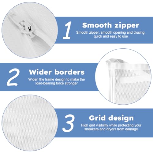 40x40cm Shoe Wash & Dry Mesh Bag with Zipper & Strap, Reusable Honeycomb Laundry Net for Sneakers